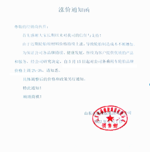 漲價(jià)通知 漲價(jià)通知
