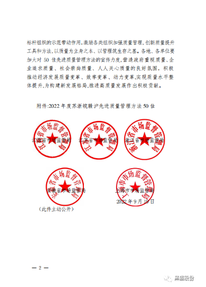 根據(jù)贛市質(zhì)監(jiān)函[2022]7號(hào)文件通知，黑貓股份質(zhì)量管理成果典型案例之《BIQS精專(zhuān)化鏈塊管理模式》榮獲2022年度蘇浙皖贛滬先進(jìn)質(zhì)量管理方法50佳，省局將編印成冊(cè)在各有關(guān)企業(yè)進(jìn)行宣傳推廣。