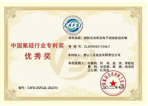 三友硅業(yè)兩項專利榮獲中國氟硅行業(yè)專利優(yōu)秀獎！