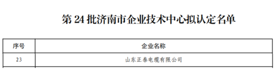 山東正泰電纜入選第24批濟南市企業(yè)技術(shù)中心擬認定名單 山東正泰電纜入選第24批濟南市企業(yè)技術(shù)中心擬認定名單
