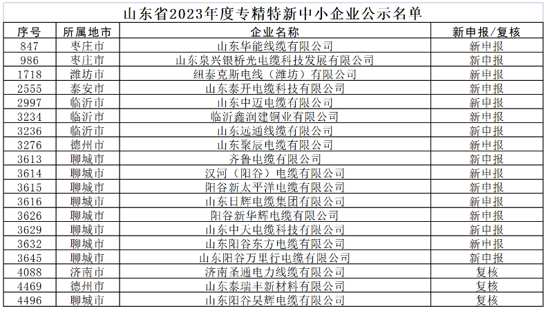 這些企業(yè)涉及多個(gè)領(lǐng)域，包括電纜制造、新材料、建材等。入選企業(yè)中，山東華能線纜有限公司、山東泉興銀橋光電纜科技發(fā)展有限公司、紐泰克斯電線(濰坊)有限公司等電線電纜企業(yè)榜上有名。