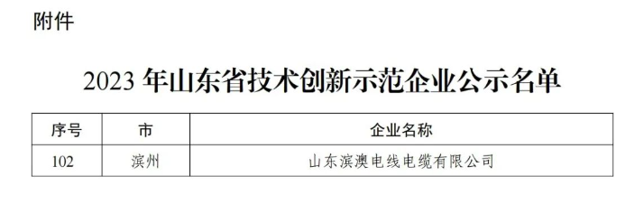 據悉，山東濱澳電線電纜有限公司先后獲得國家級高新技術企業(yè)、山東省企業(yè)技術中心、省級專精特新中小企業(yè)、濱州市科技型中小企業(yè)等多項榮譽，并擁有十余項專利成果。公司目前擁有超過120名員工，其中有20余名從事研發(fā)技術工作。其全國工業(yè)產品生產許可證證書以及強大的技術創(chuàng)新能力、健全的質量保障體系和科學的管理模式為企業(yè)不斷壯大提供了持續(xù)動力。